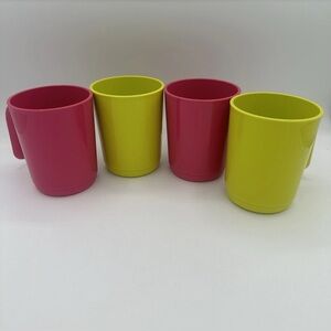 Tupperware Ilumina Cup Mug Set Of 4 Pink & Neon Green 11oz 350ml